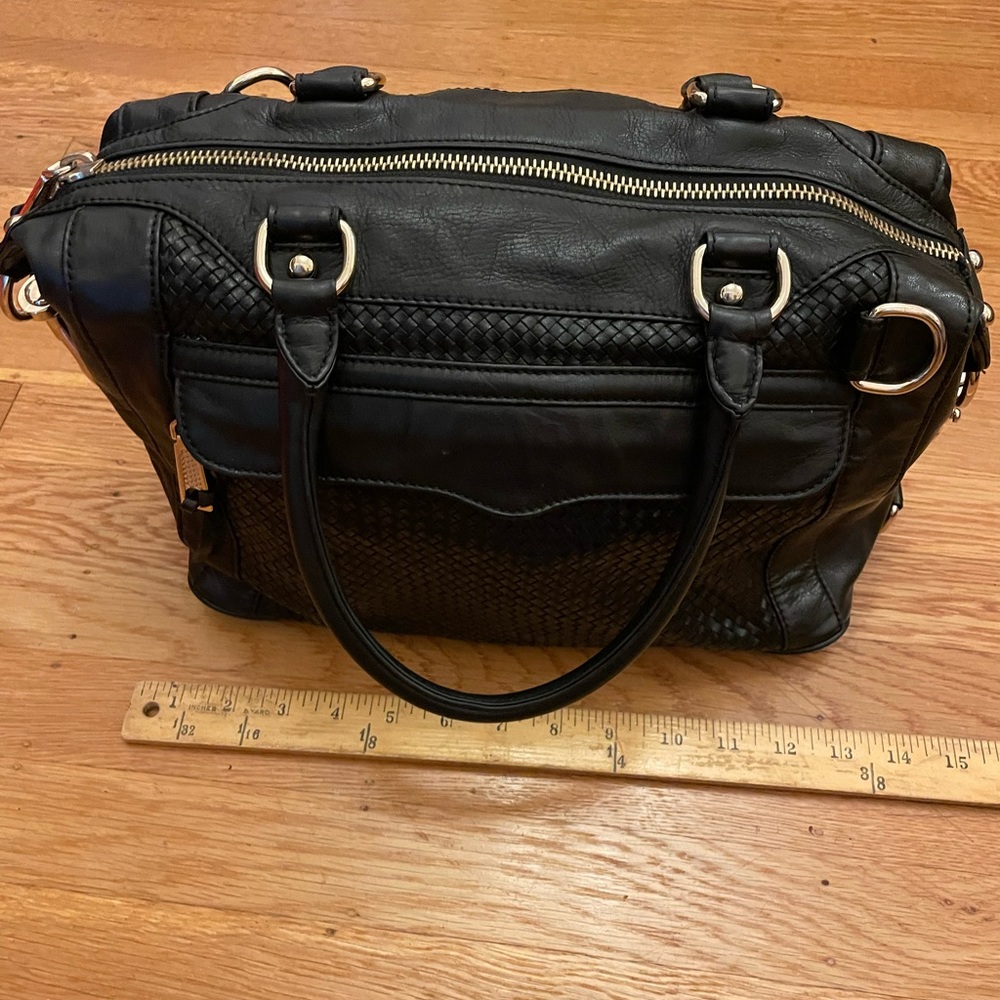 Rebecca Minkoff black leather handbag with gold hardware